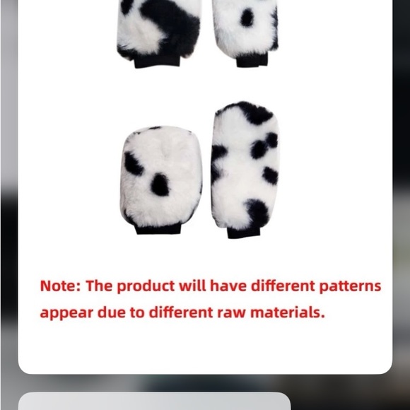 Cow Print Fluffy Universal Gear Shift & Break Cover - Picture 5 of 5